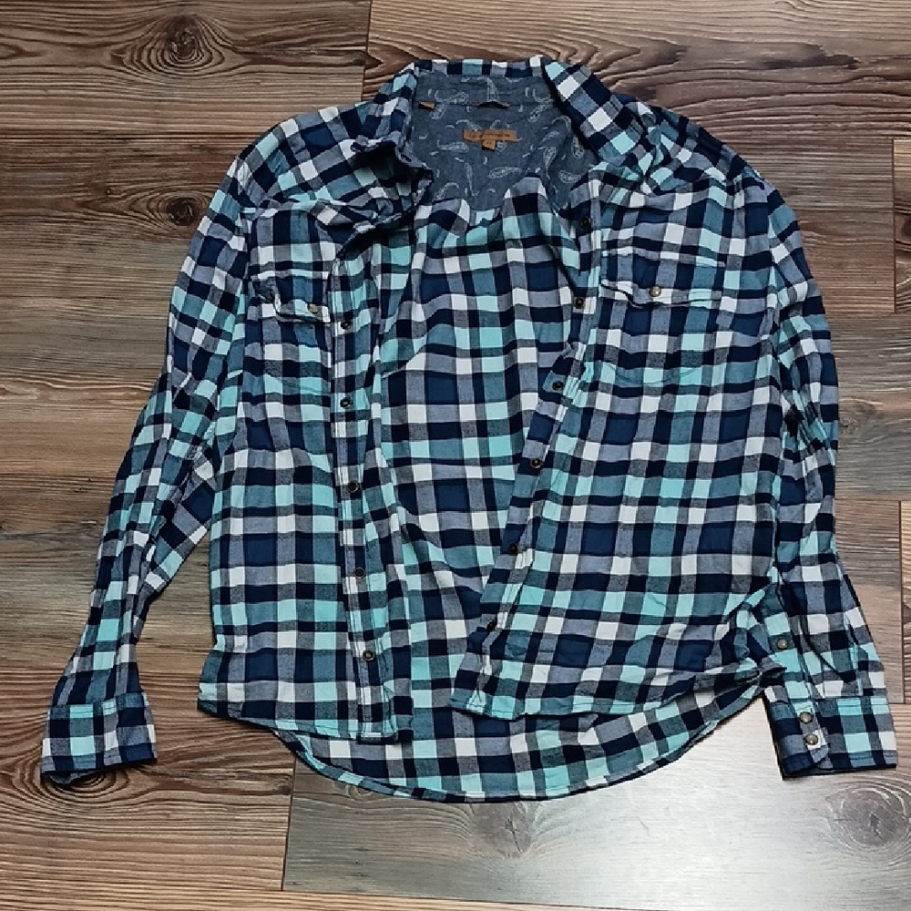 JACHS Girlfriend Blue and White Casual Button Down Shirt